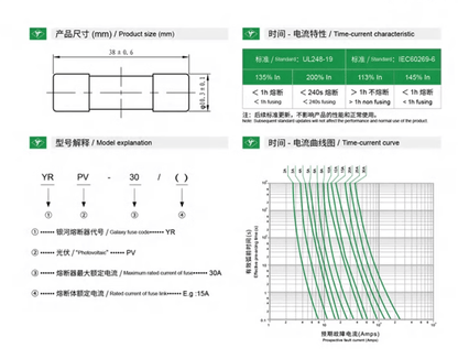Yinrong Yinrong YRPV-30 1000VDC 30A 10*38mm Fuses (10 Pieces)